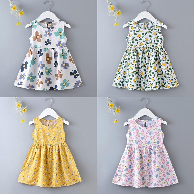 

Girl's Dresses Flower Pattern Baby Girl A-line Pleated Casual Little Girls Summer Sleeveless Kids Toddler Friend Party Princess DressGirl's, Dxqz