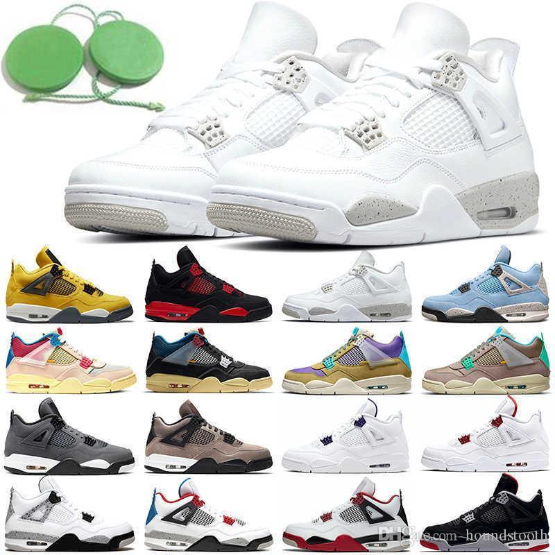 

Jumpman 4 Basketball Shoes Mens Womens Sneakers 4s White University Blue Taupe Haze Guava Ice Sports Shoe With Tag, 33