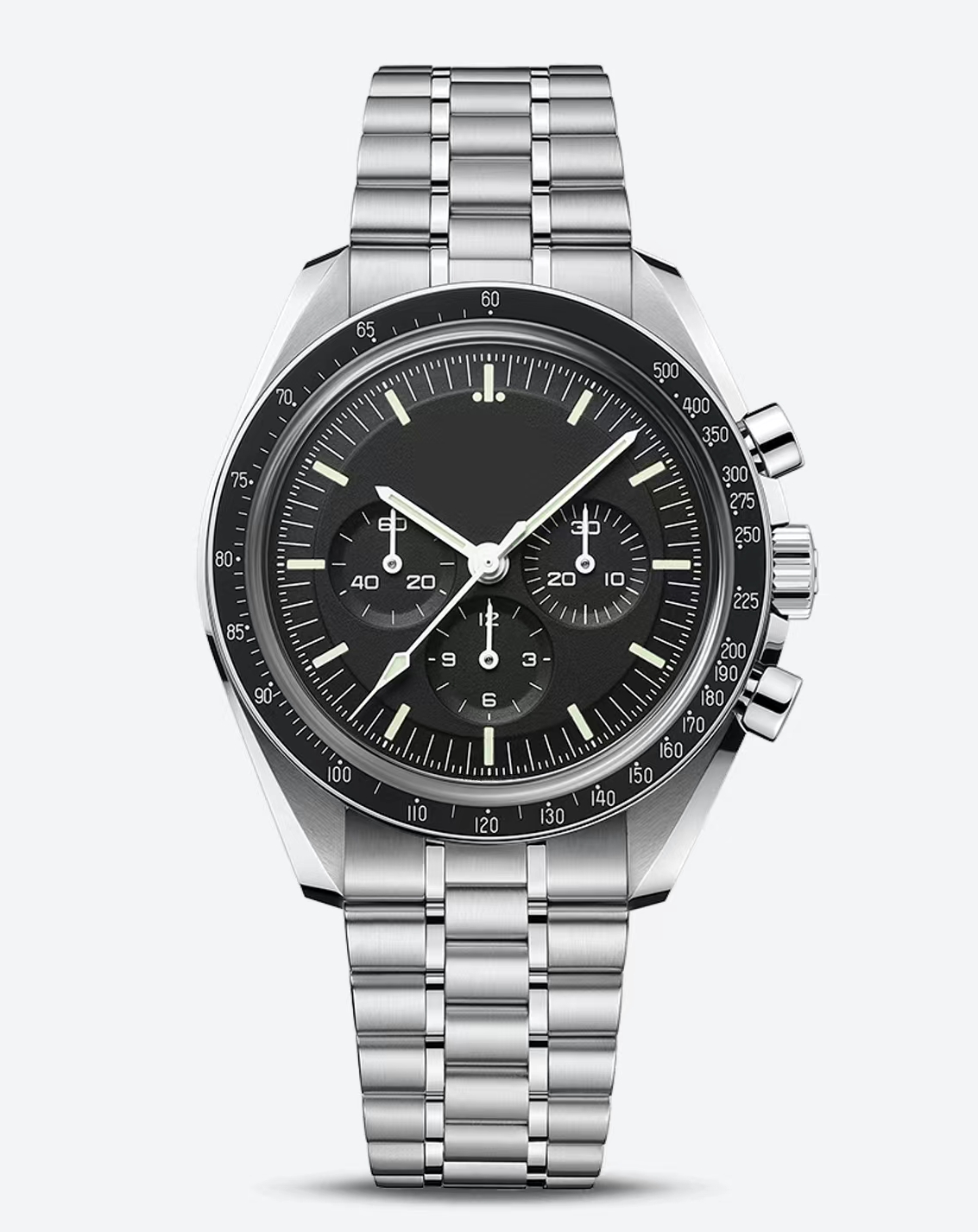 

44mm Men's Mechanical Watch Running Second Chronograph Multifunctional High Quality Movement Fully Automatic Winding Super Waterproof Watch, Silver