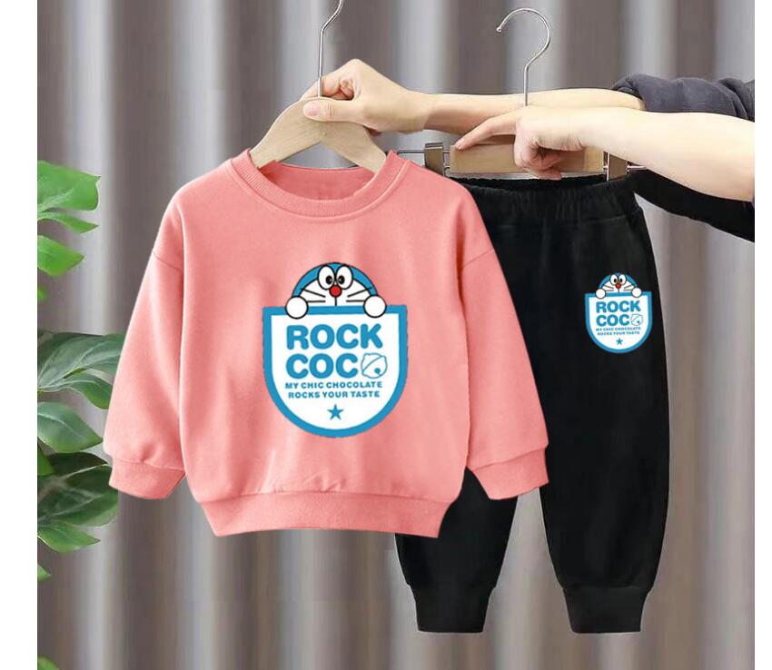 

Spring and autumn lovely suit 2022 new children's clothes children's sweater pants two-piece set, Black