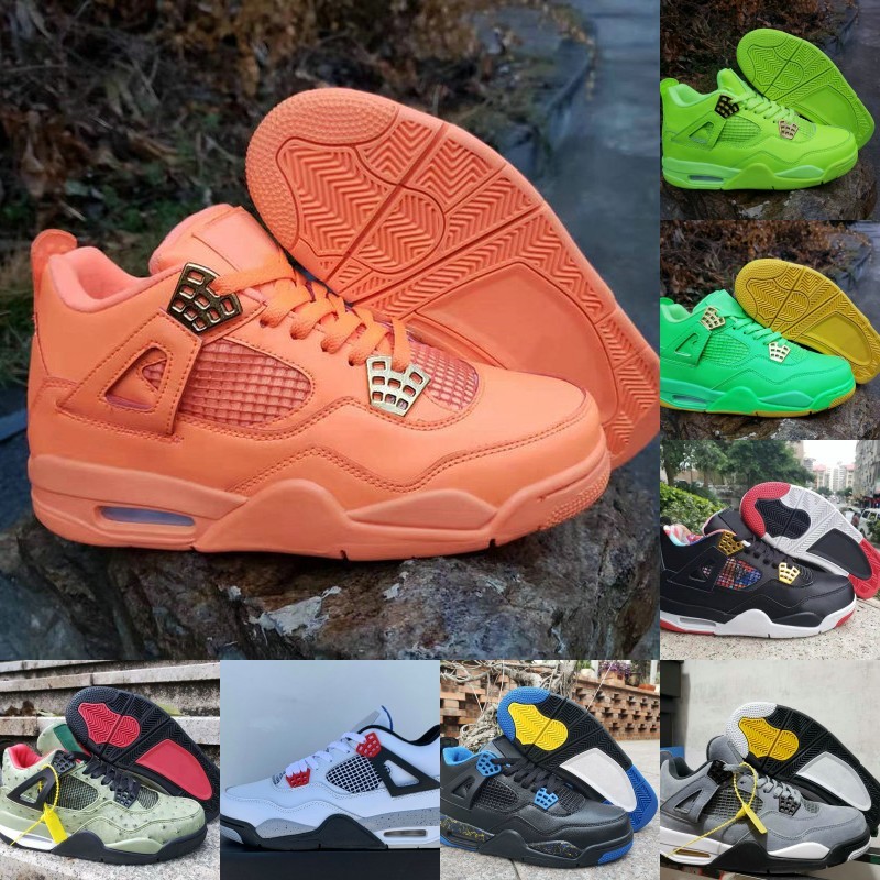 

Shoes Custom 4 What White Fire Red Tech Grey Military Blue Man Designer Basketball IV Cool Grey Sneakers, Apple green