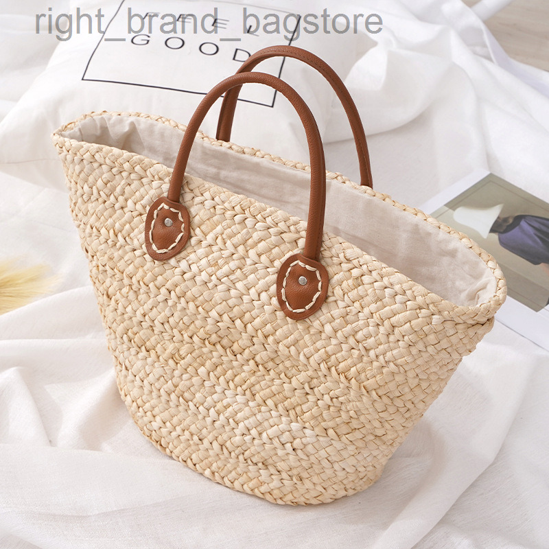 

Women Handbags Large Rattan Bags for Women 2022 Bohemian Woven Straw Basket Bag Beach Shoulder Bag Designer Travel Shopper Tote W220813, Khaki
