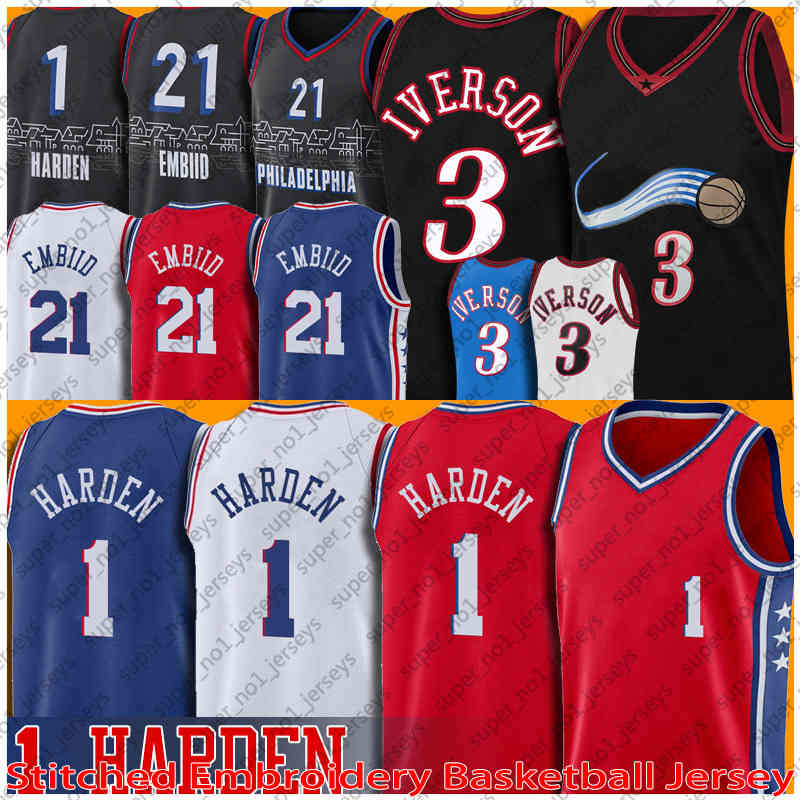 

shirt Basketball Jersey Joel 21 Embiid 1 James Harden Allen 3 Iverson 0 Tyrese Maxey Ben 10 Simmons Julius 6 Erving Navy 2021