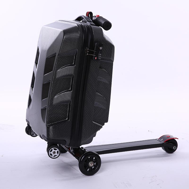 

Suitcases Creative Scooter Rolling Luggage Casters Wheels Suitcase Trolley Men Travel Duffle Aluminum Carry OnSuitcases