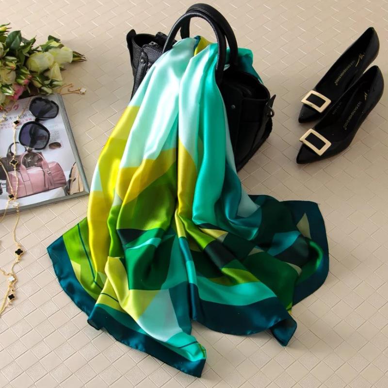

180 90cm Women Scarf Fashion Summer Silk Shawl Lady Wrap Soft Female Europe Designer Beach Bandanna Muffler Girl Pareo