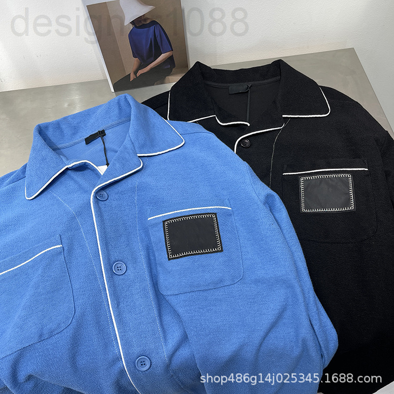 

Women' Sleepwear designer [Correct version]We autumn and winter Lapel pajamas style Embroidery Shirt White Line cardigan men women can wear outer coats KI1Q, 2# packing bag