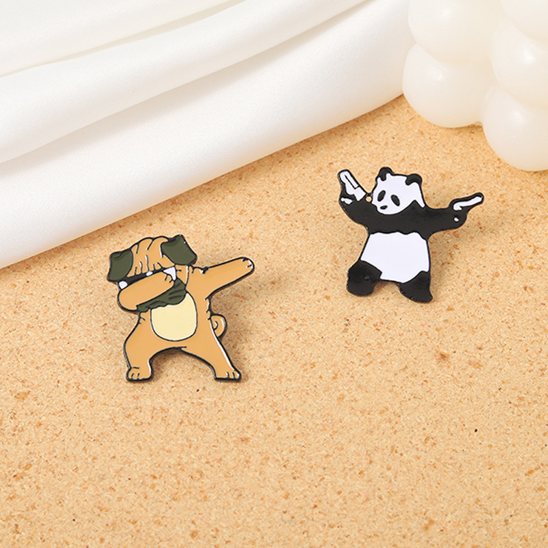 

Pug Panda Enamel Pins Custom Funny Dance Brooches Lapel Badges Cute Cool Punk Animal Jewelry Gift for Kids Friends, Mixed colors