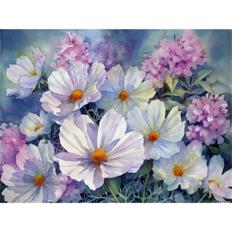 

Paintings GATYZTORY Frameless Painting By Numbers For Adults White Flowers Picture On Canvas Home Decor Unique Gift