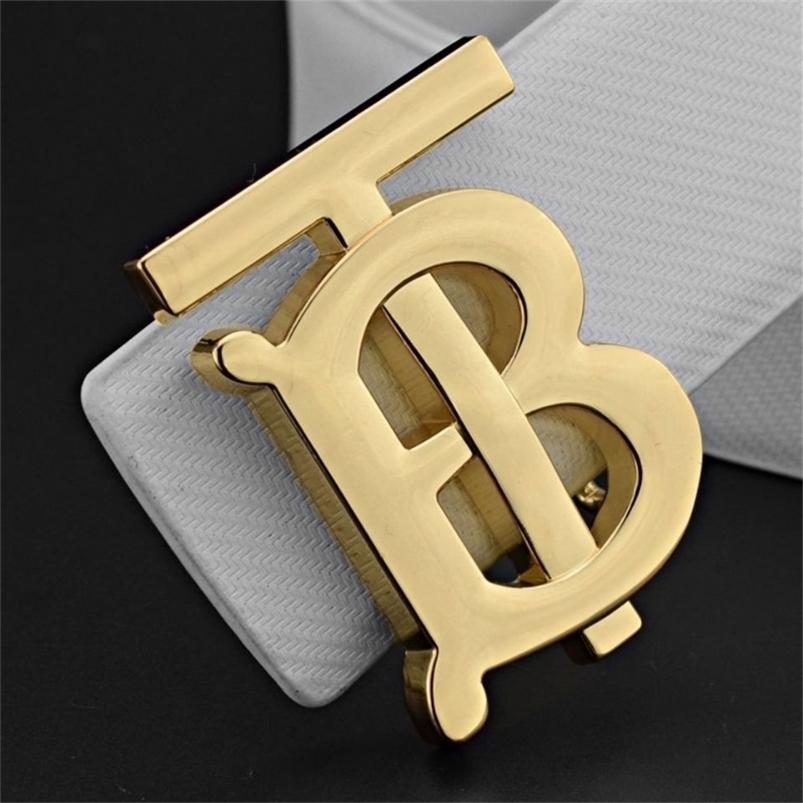 

Simple Belts Designer Burbrery trendy youth leather belt men's white leisure student trouser Korean TB versatile 6CB9