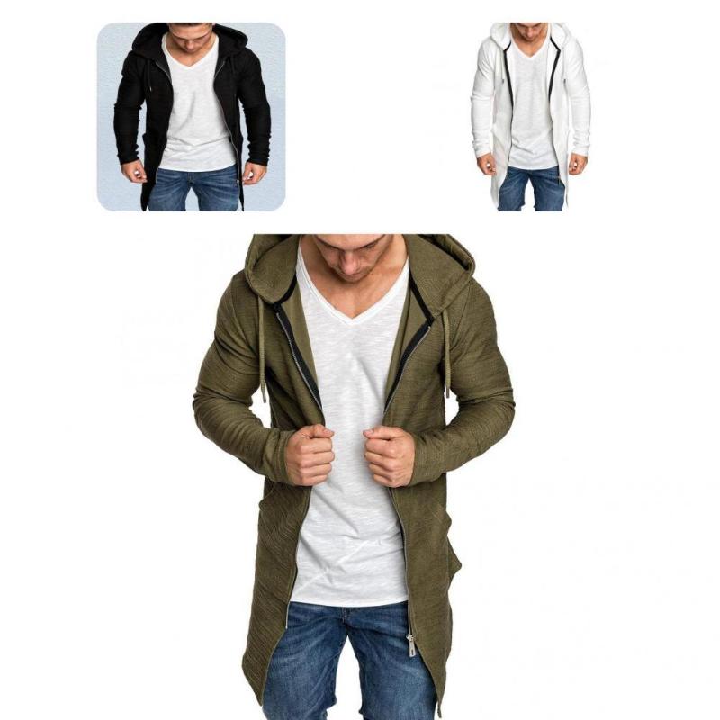 

Men's Jackets Trendy Men Coat Hat Breathable Long Spring Jacket, Black;brown
