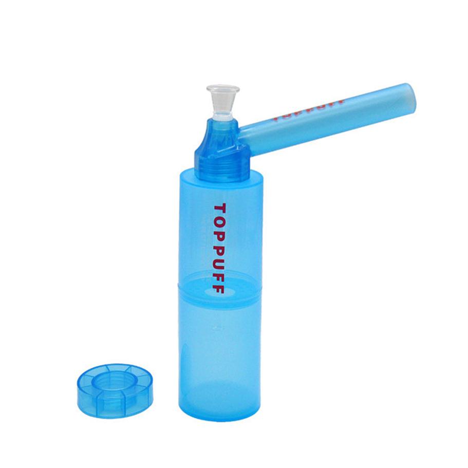 

Toppuff Top Puff For Travel Glass Bongs With Bottle 178MM Oil Burner Bongs Acrylic Plastic Smoking Water Hookah Shisha Pipes Tobac296D