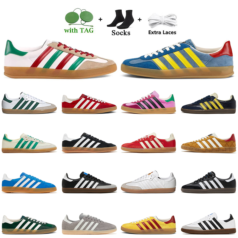 

designer men women samba gazelles casual shoes sneakers original vegan pink velvet light blue suede black white gum wales bonner cream green mens trainers jogging, B11 green suede 36-45