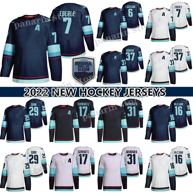 

31 Philipp Grubauer Jersey 37 Yanni Gourde 17 Jaden Schwartz 13 Brandon Tanev 7 Eberle 6 Adam Larsson Custom Mens Womens Youth Any Name Any Number hockey jerseys, White youth+inaugural