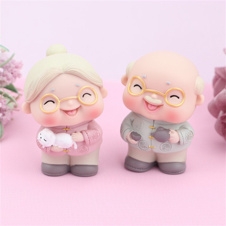 Partij gunst creatieve mooie oude man en oude vrouw bakken cake ornamenten verliefde paar verjaardag huwelijksgeschenken