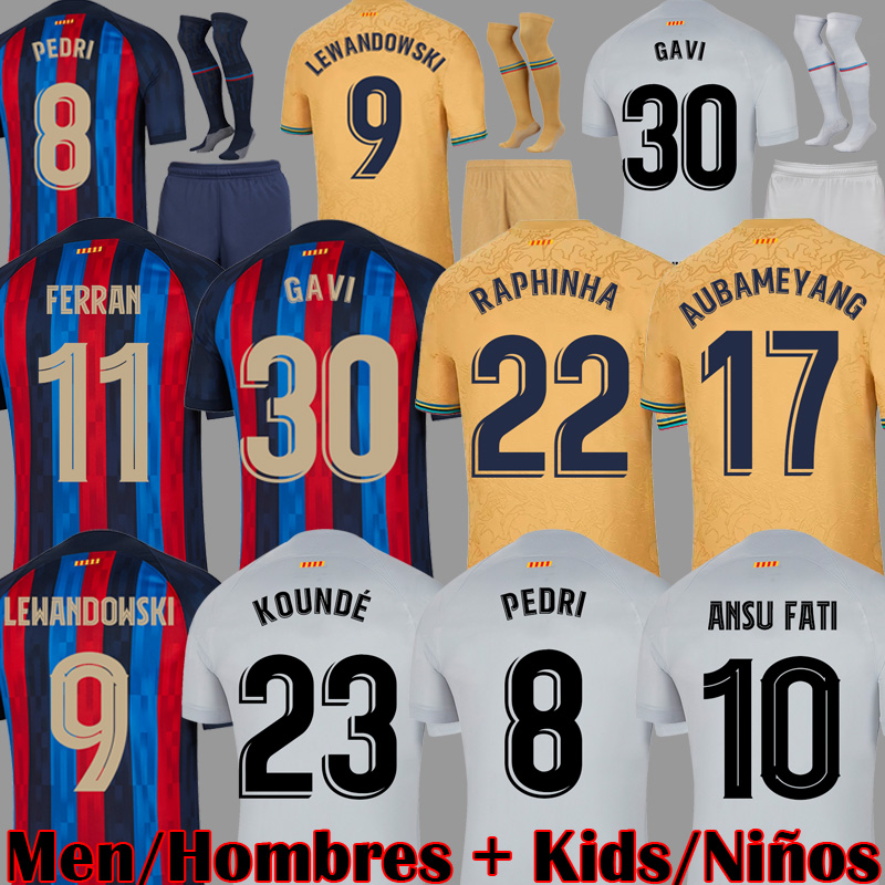 

22 23 PEDRI GAVI soccer jersey LEWANDOWSKI FC FERRAN camiseta de futbol AUBA barca RAPHINHA 2022 2023 ANSU FATI football shirt MEMPHIS barcelona kits men kids sets, Kids third