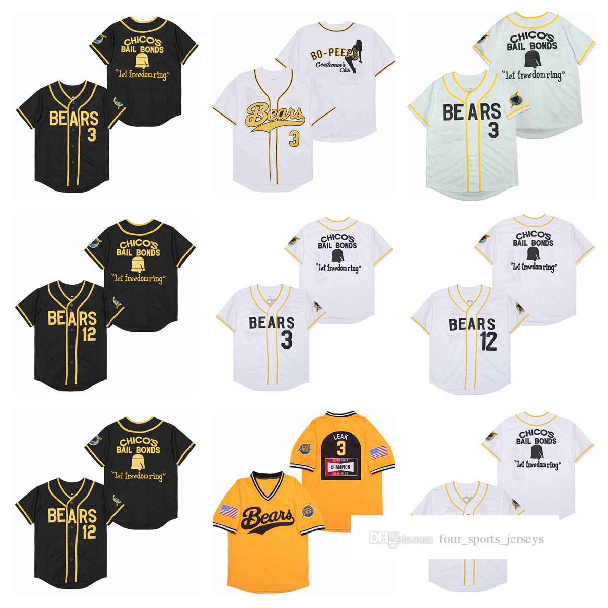 

3 Leak The Bad News bears Movie Baseball Jersey, As picture