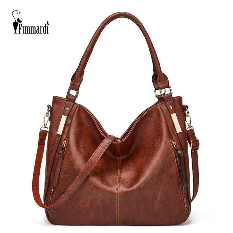 

Funmardi Soft Leather Luxury Handbags for Women Brand Designer Totes High Capacity Shoulder Bag Ladies Hand Bags Wlhb2213, Black