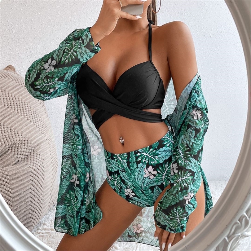 Bikini plage jupe tuniques pour couvrir maillot de bain femmes à volants Biquini maillot de bain vêtements d'été nager 220621