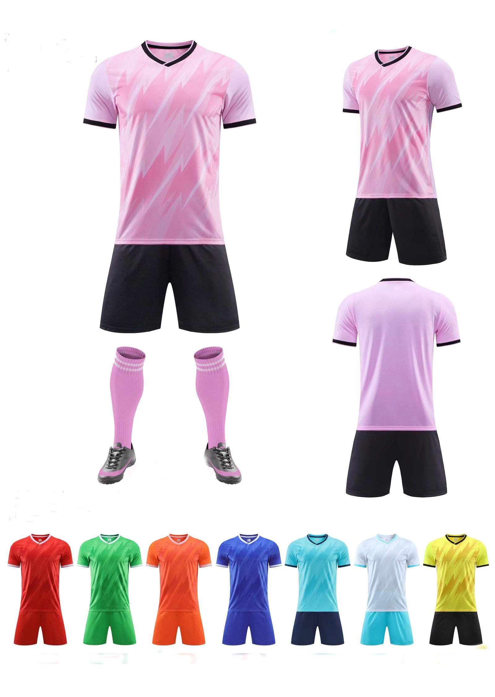 

NEW Blank men pink KIDS soccer jersey kits Football Kit Adult Training Sets Custom Name Number, Sky blue