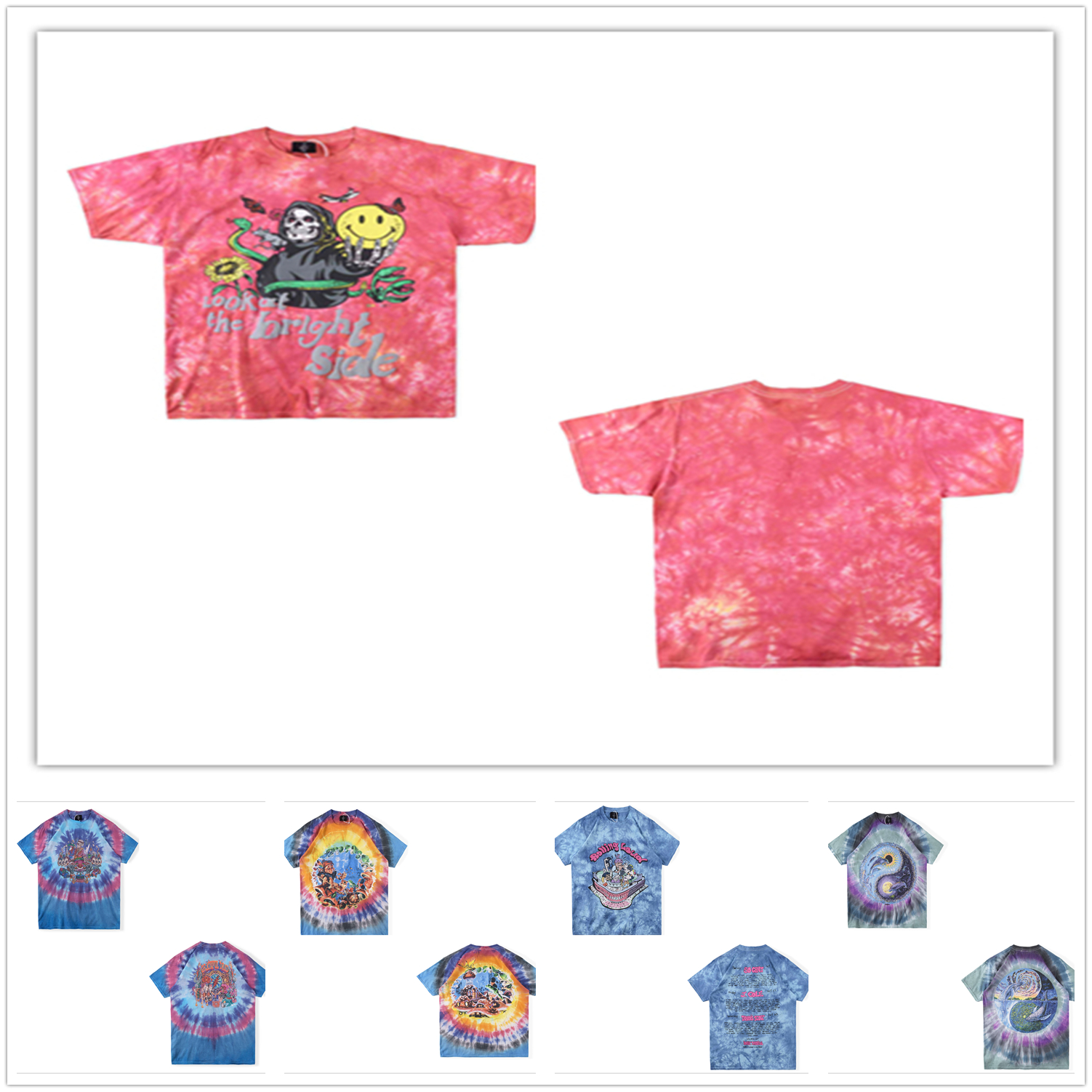 

Travis Men t shirt women T shirts Quality pad dyed foam lightning print music festival short sleeve washed high street co-branded tee Oversize A02, Button