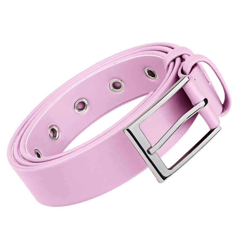

Belts Solid Color Women Belt Adjustable All-Match Ladies Long Waistband Alloy Bin Buckle Punk Pu Leather Men For Jeans PantsBelts, Gray