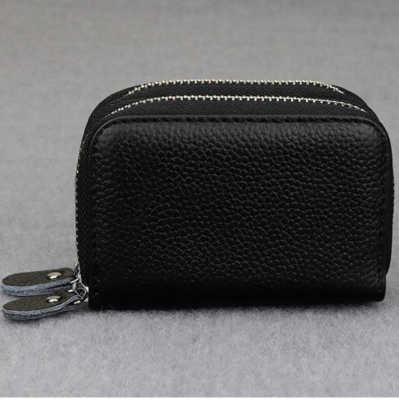 

Card Holders Arrivals Genuine Leather RFID Protecting Wallet Double Compartment Large Capacity Multi-Card Bit CaseCard, Black