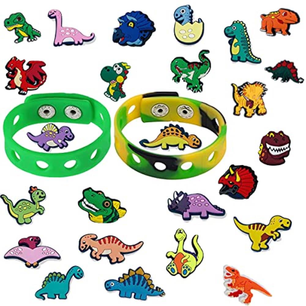 

Shoe Parts Accessories Iwfree Dinosaur Shoe Charms For Clog Sandals Decoration Boys Girls Party Birthday Dinosaur Charms Wristbands mix randomly