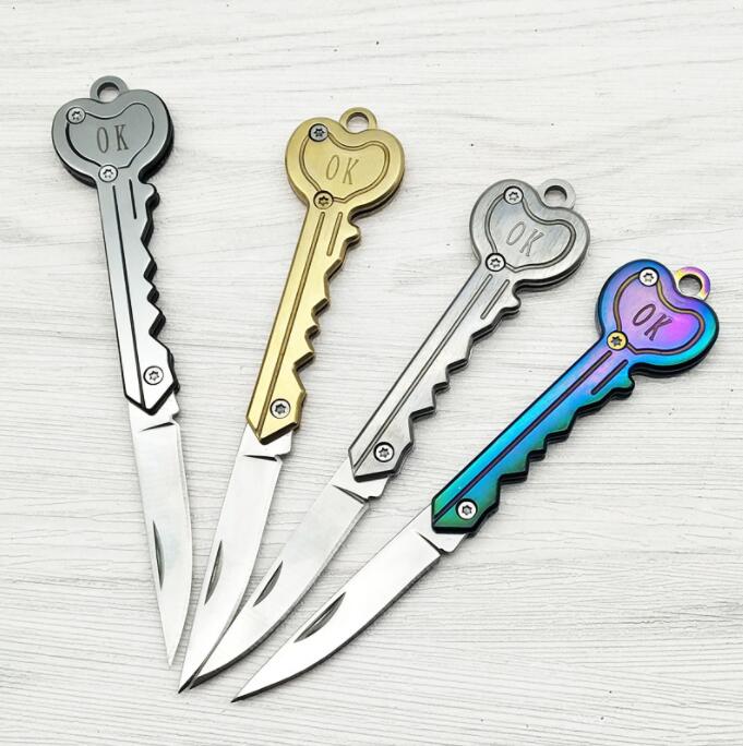 

Key Shape Mini Folding Knife Outdoor Saber Pocket Fruit Knife Multifunctional Key Chain Knife Swiss Self-defense Knives EDC Tool