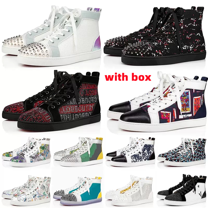 Designer shoes Red Bottoms Sneakers Casual Shoes 2022 Top Selling Mens Womens Studded Spikes All Black Designers Leather Suede Loafers Flat Train