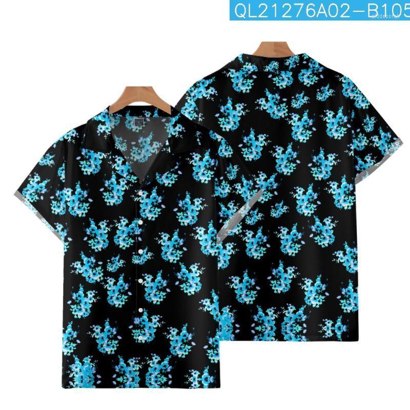 

Men' Casual Shirts Summer Streetwear Blue Floral Print Cuban Collar Short Sleeve Shirt Beach Shorts Vacation Hawaiian Men SetsMen' Eldd22