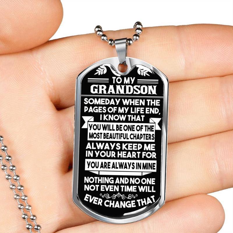 

Pendant Necklaces To My Grandson Dog Tag Necklace Gift For Luxury Family Jewelry Birthday