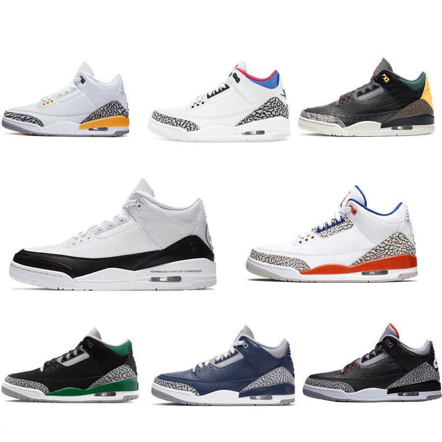 

High quality Jumpman 3 Black Cat Basketball shoes boys 3s Cool Grey Raised By Women Court Purple Pine Green Racer Blue Seoul UNC White Fire Red Laser Orange Sneakers