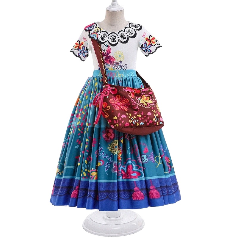 

encanto Girls Party Dresses Up Princess Costume Kids Halloween Mirabel Cosplay Costume Baby Girl Dress Christmas Cainival Vestido, D002