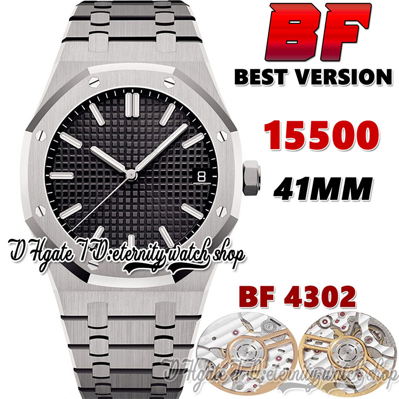 

2022 BFF bf15500 CAL.4302 bf4302 Automatic 41mm Mens Watch Black Textured Dial White Stick Markers Stainless Steel Bracelet Super Edition eternity Watches xf122017, Watch waterproof production cost