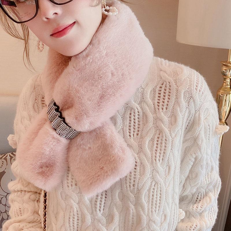 

Scarves The Fashion Autumn Winter Imitation Fur Thickening Neck Furry Scarf Women Korean Version Of Soft Waxy Thick Warm Plush
