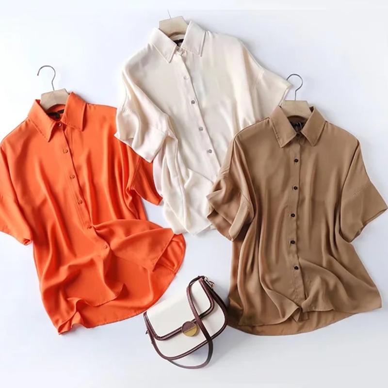

Women' Blouses & Shirts Maxdutti Solid Batwing Sleeve Loose Blouse Women Casual Tops Fashion Shirt Short BlouseWomen, Beige