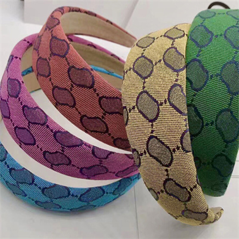 

Colorful Knitting Letter Jacquard Headband Classic Design Ladies Headdress Hoop Elegant Wide Hairband with Box