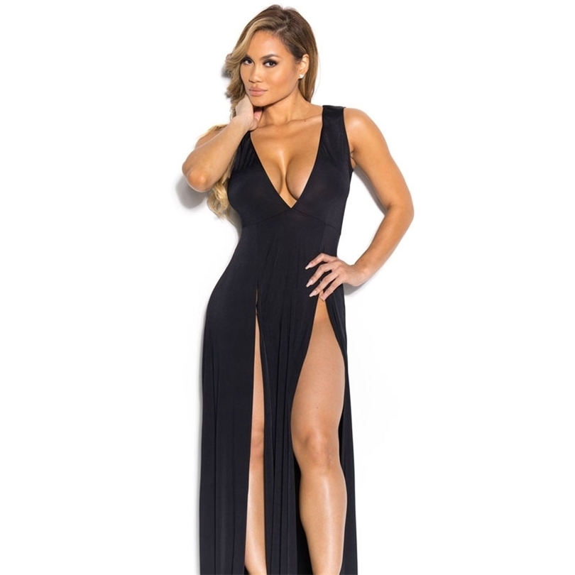 

Vestidos 2017 Summer Women Maxi Dress Robe Sexy Club Ladies Party Dresses Deep V Sundress Split Pink Red White Black Long Dress q1110, Blue