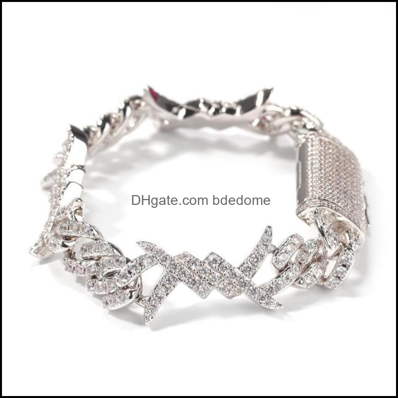 

Charm Bracelets Jewelry Hip Hop Claw Setting Cz Stone Bling Iced Out Solid Tie Thorns Cuban Link Chain Bangl Dhzvl