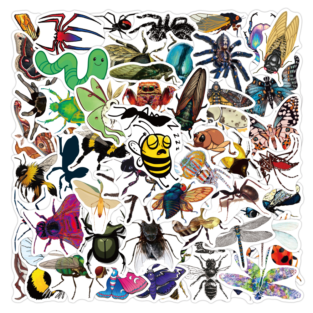 50PCS Lot Cute Cartoon Mix Insect Car Stickers Pack For Water Bottle Motorcycle Diy Laptop Refrigerator Kids Toys Luggage Phone Case Stationery W-image-759999170