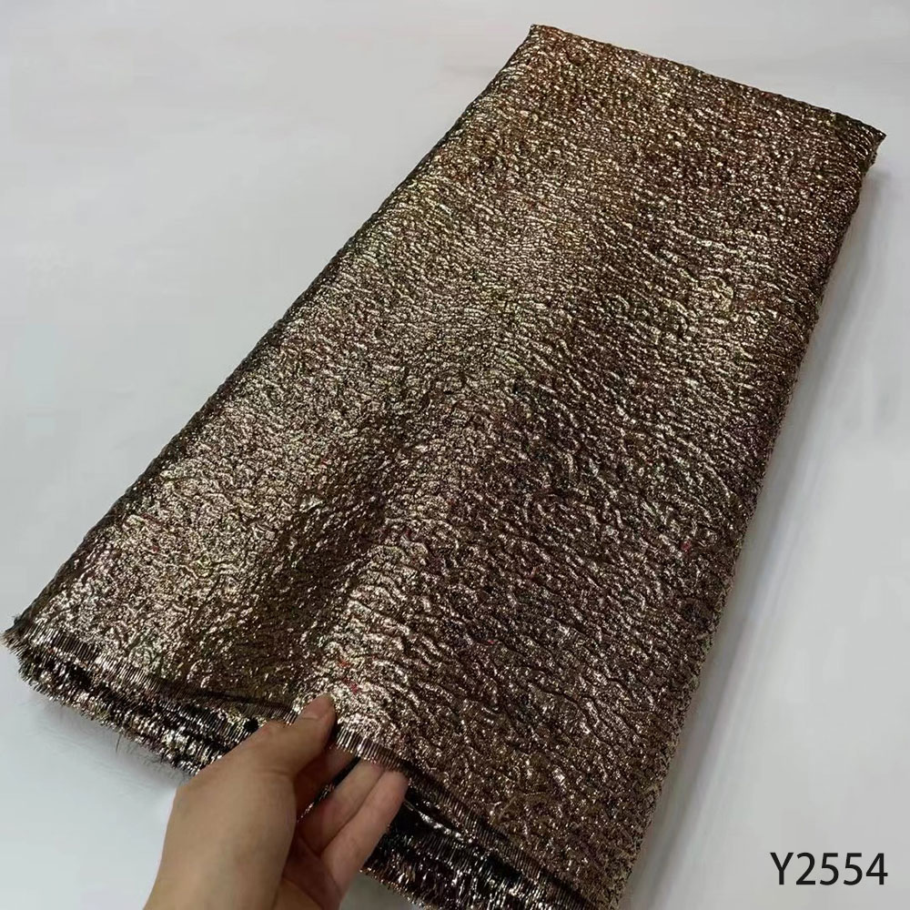 High Quality Brocade Fabric Damask Jacquard 2022 Latest Soft Embroidery Nigerian French Lace Fabric For Wedding Dress Y2554-image-783776856