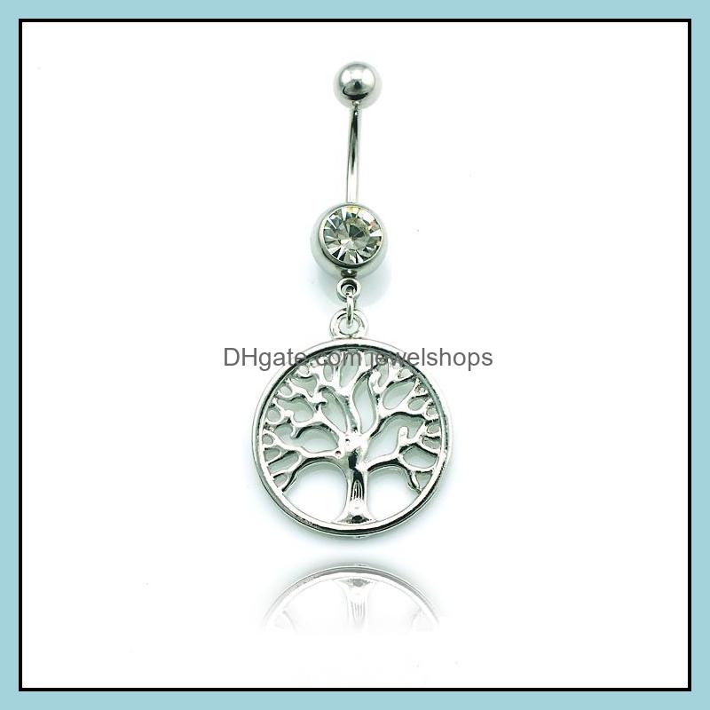 

Fashion Belly Button Ring Stainless Steel Barbell Dangle Tree Of Live Charms Navel Body Piercing Jewelry Drop Delivery 2021 Bell Rings G0D