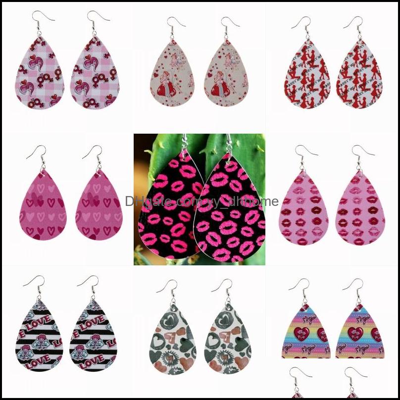 

Other Earrings Jewelry Valentines Day For Women Girls Lightweight Faux Leather Dangle Earring Red Heart Couple Fashion Jewel Dhsif
