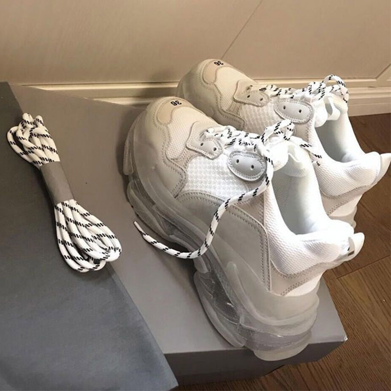 

2022 Triple s womens mens designer shoes platform casual sneakers crystal bottoms vintage paris 17FW triples flat Clear Sole Loafers luxury sports trainers ss33, #3