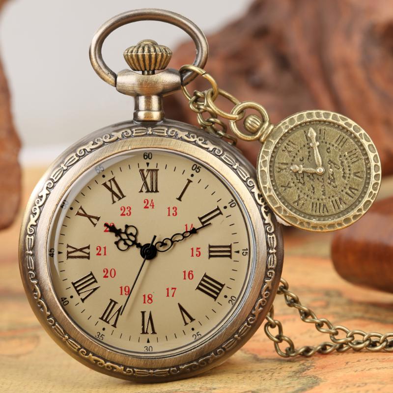 

Pocket Watches Retro Quartz Watch Roman Numeral Transparent Visual Dial With Pendant Necklace Gift For Men Women Reloj De Bolsillo, Pocket watch 06