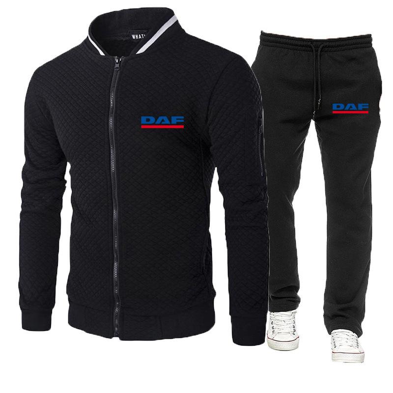 Men's Tracksuits Autumn Winter Mens DAF TRUCKS Logo Printing Fleece Hoodies Hooded Sweatshirt Tracksuit Jackets Sweatpants 2 PiecesMen'