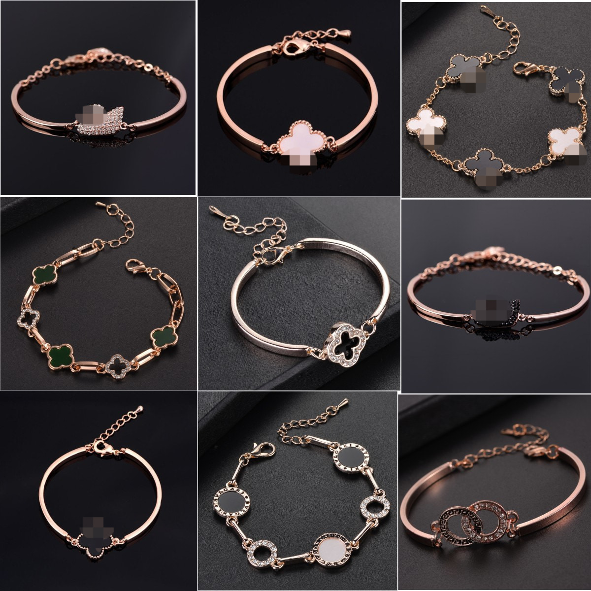 

Fashion Clover Designer Charm Bracelets for Women with Shining Crystal Wholesale
