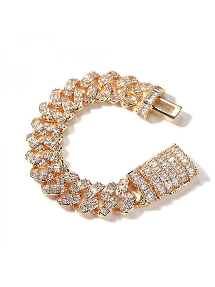

Pendant Necklaces Iced Out Bling 3row Cubic Zirconia Tennis Bracelet Baguette Prong Set Cuban Chain Gold Silver Color Micro Paved Hip Hop Je