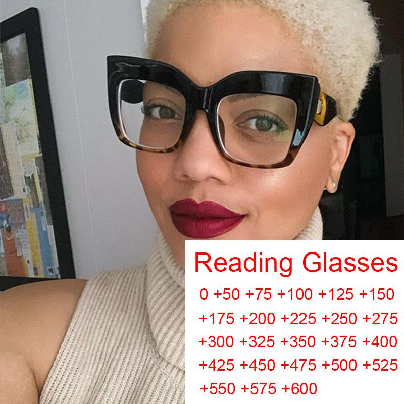 

Sunglasses Overszied Square Reading Glasses Transparent Women Trendy Computer Blue Protection Eyeglasses Graduate Points 0 To 6 Thick Frame