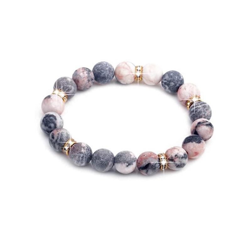 

Beaded Strands Women Calming Stress Healing Stone Round Bead Bracelet Elastic Gift Daily Lightweight Charm Fashion Birthday Craft JewelryBea